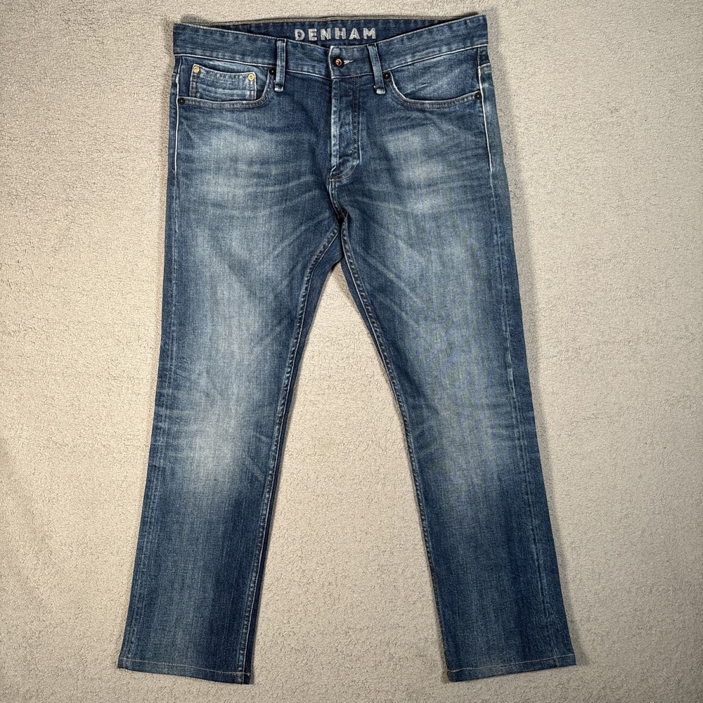 Denham Razor Slim Fit Jeans Candiani Italian Denim Blue Selvedge Fits 35x28